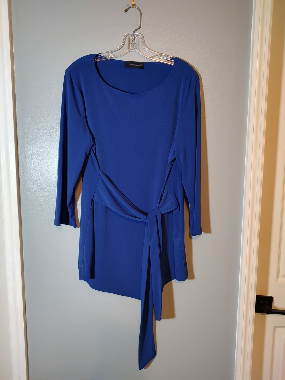 Women's Tie-Waist Tunic Top in Royal Blue by Nina Leonard